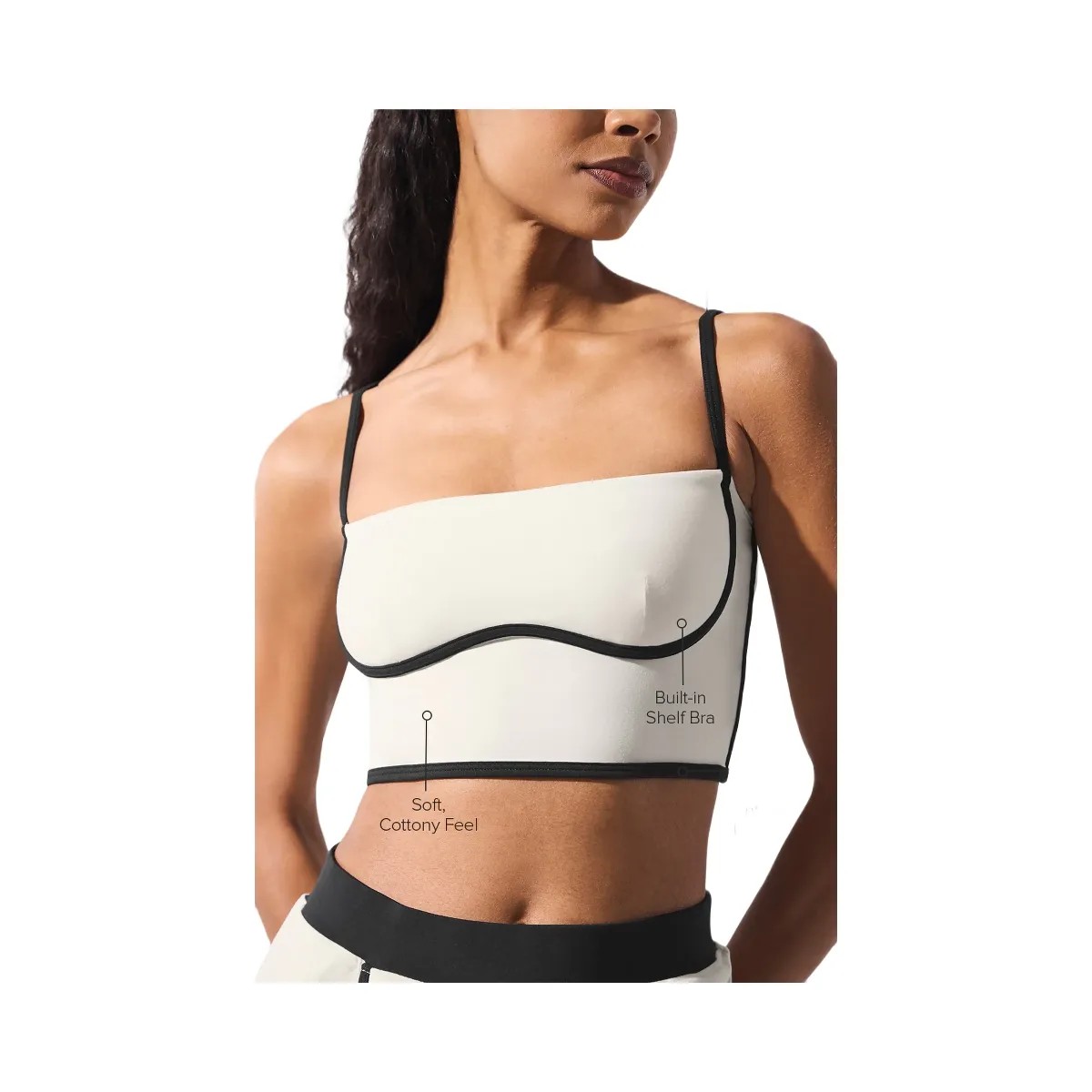 Alo Women's Airbrush Streamlined Bra Tank - Ivory/Black - HypeFly India View 1