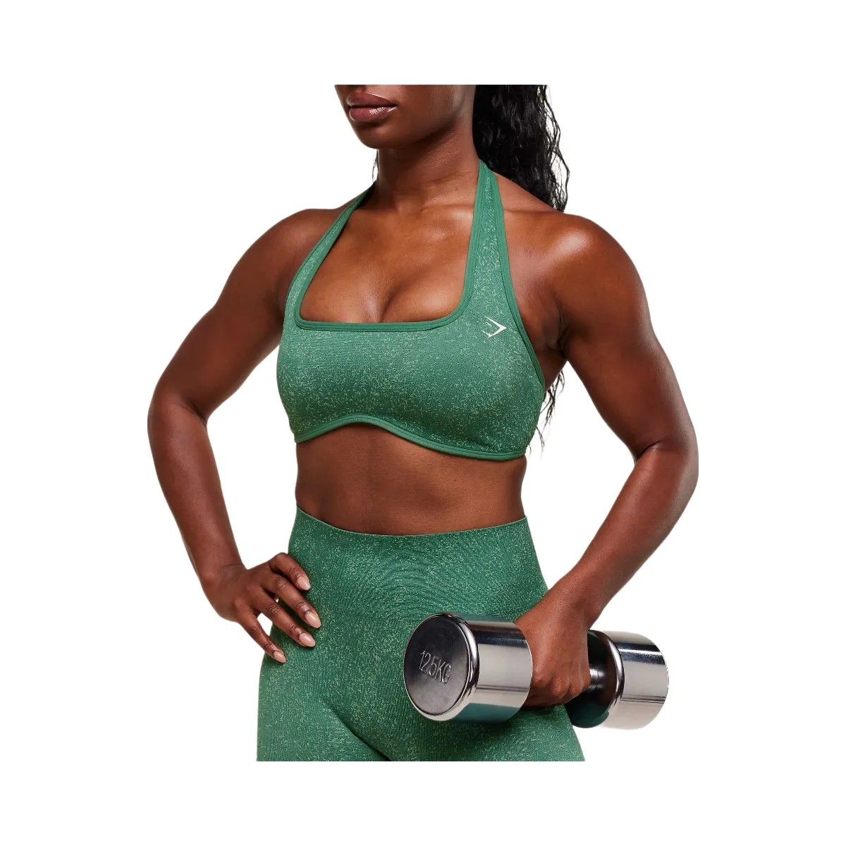 Gymshark Adapt Fleck x Whitney Halterneck Sports Bra - Lift Green/Clay Green - HypeFly India View 4