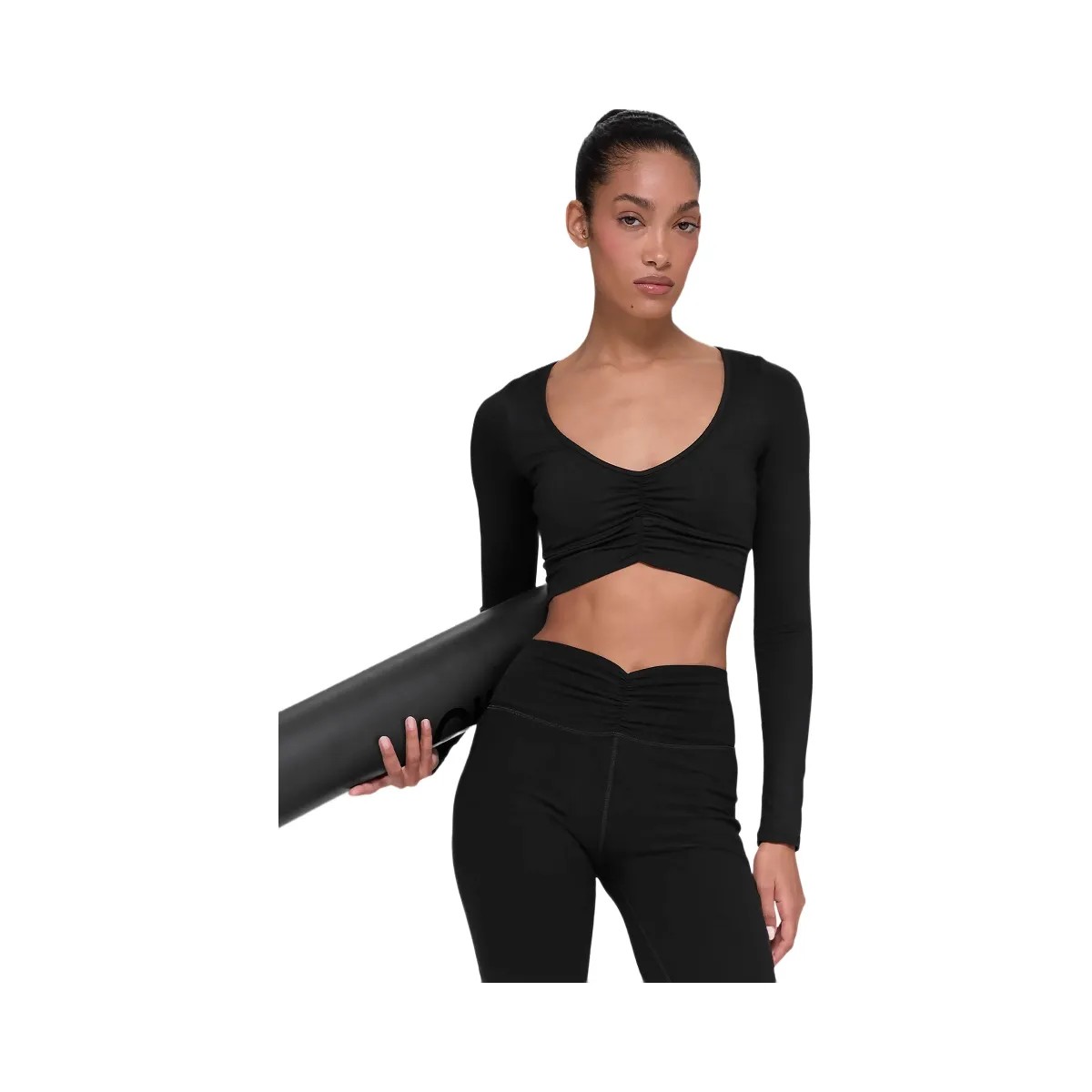 Alo Women's soft Intuition Long Sleeve Bra - Black - HypeFly India View 2