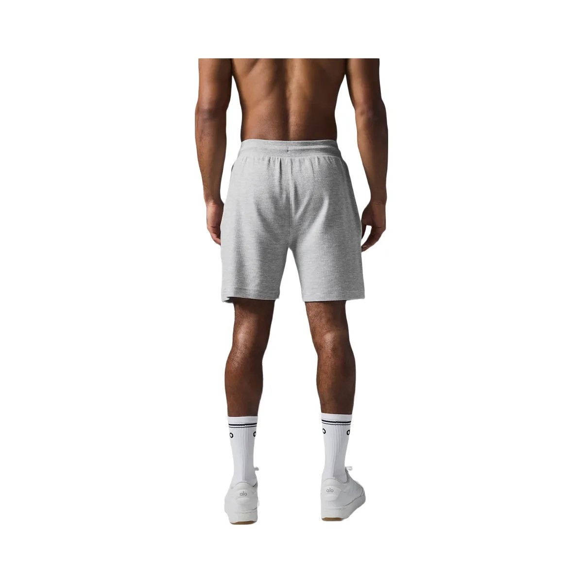 Alo Men's 7" Micro Waffle Fast Break Short - Athletic Heather Grey - HypeFly India View 4
