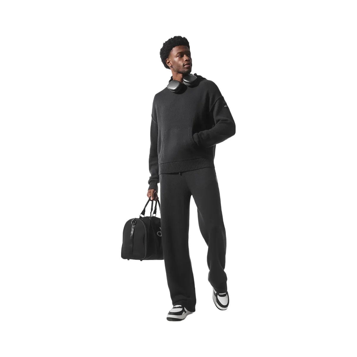 Alo Men's Wool Cashmere New Class Hoodie - Black - HypeFly India View 1