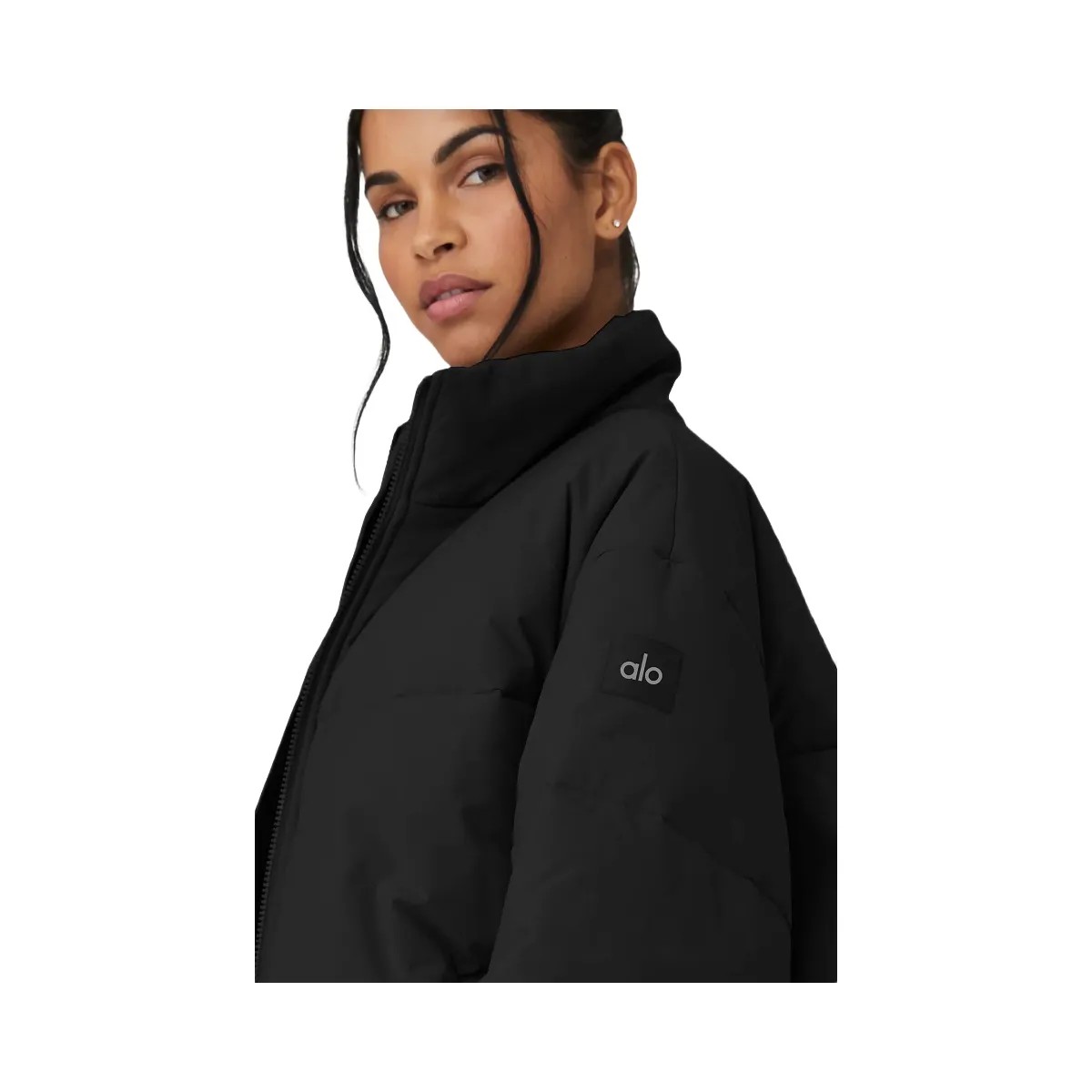 Alo Women's Stretch Woven Street Puffer - Black - HypeFly India View 3