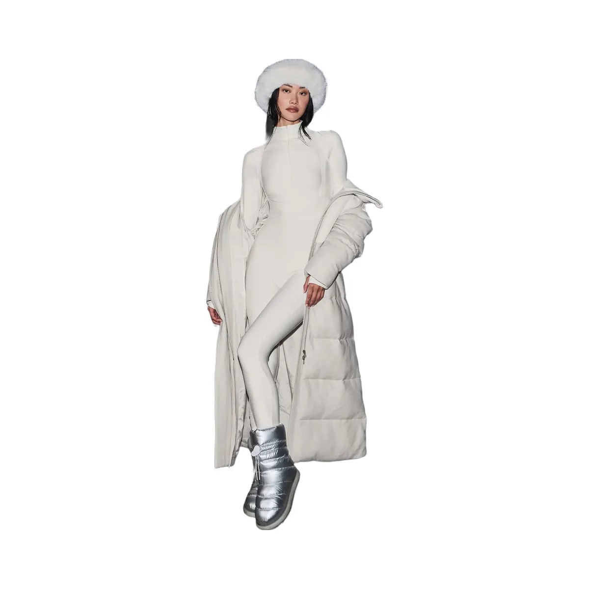 Alo Women's Snowfall Puffer Coat - White Oak - HypeFly India View 3