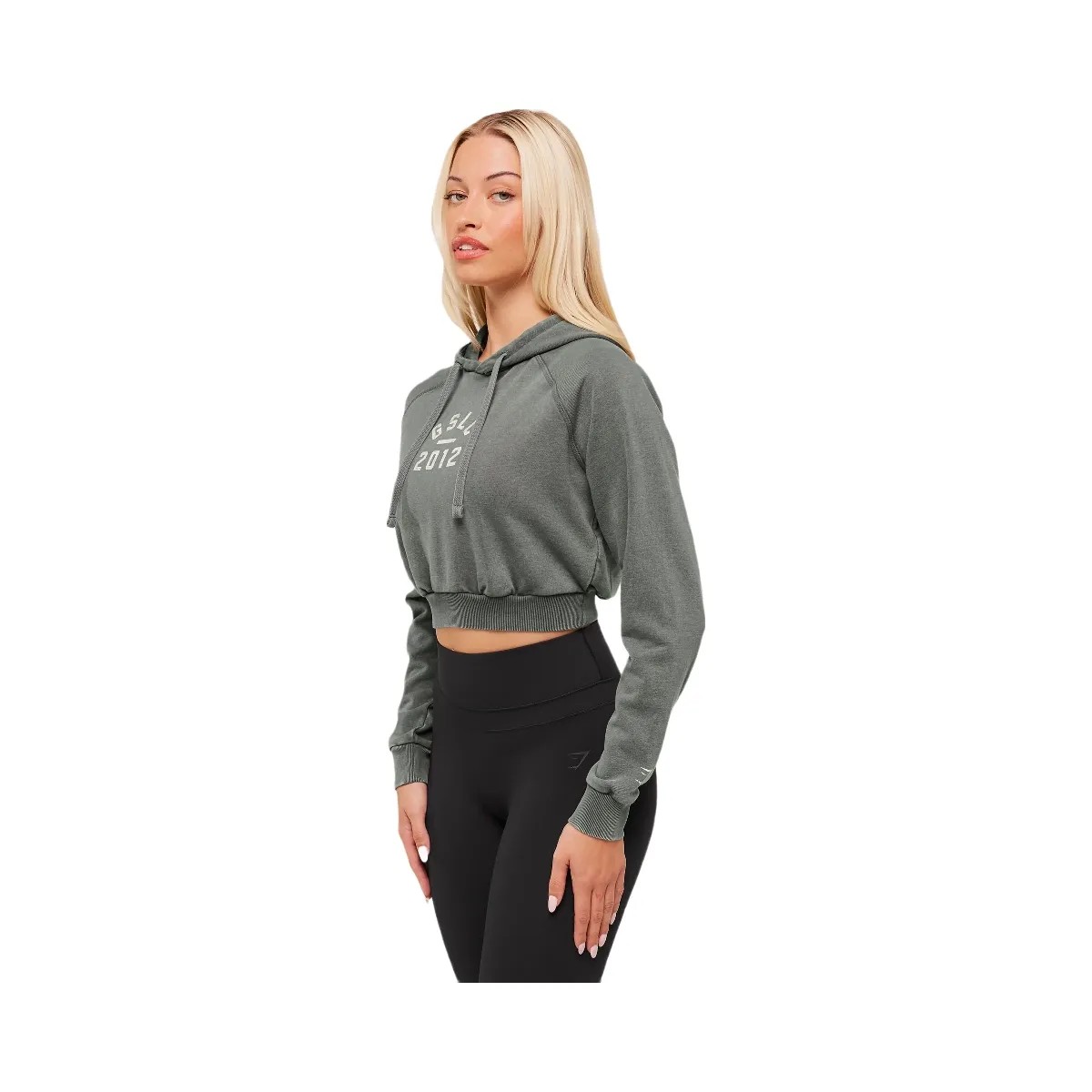 Gymshark Lifting Club 2012 Graphic Cropped Hoodie - Slate Teal/Wash - HypeFly India View 4