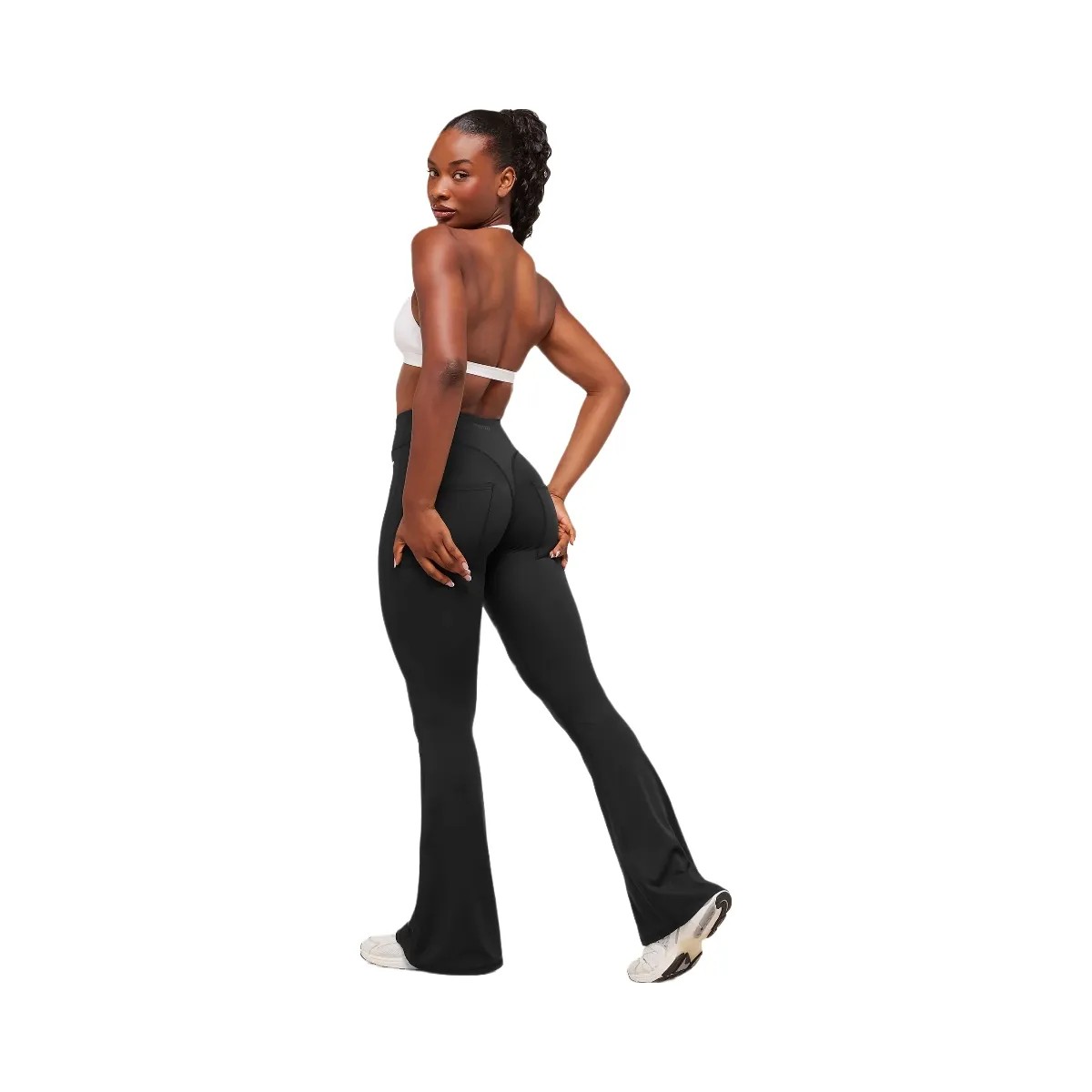 Gymshark Superset Back Pocket Flared Leggings - Black - HypeFly India View 6