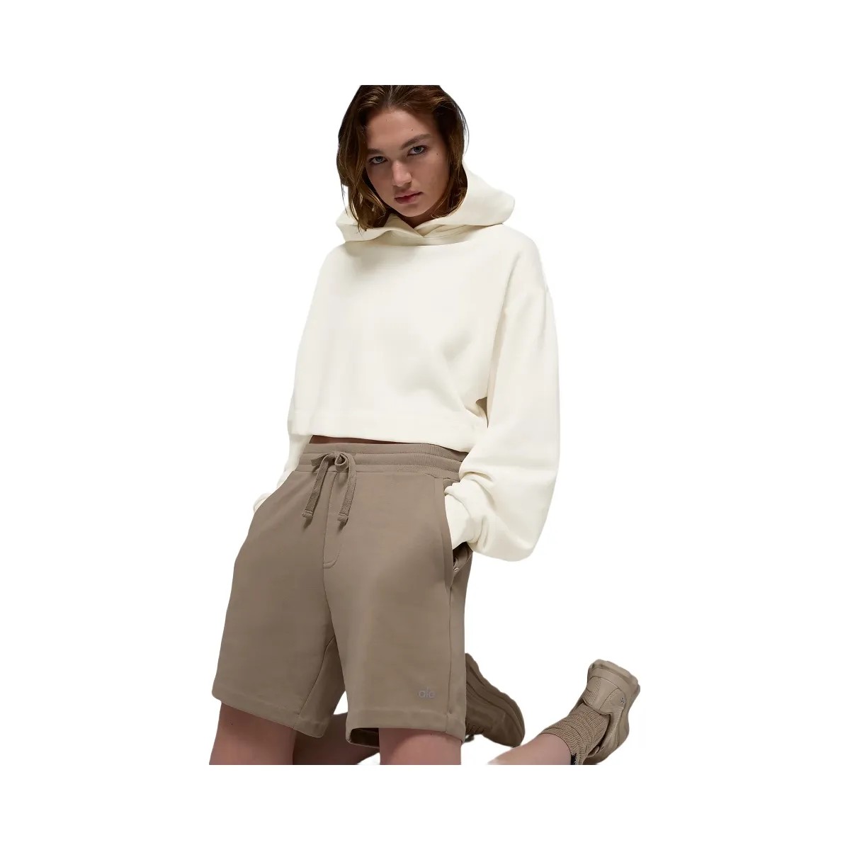 Alo Women's Bae Hoodie - Ivory - HypeFly India View 4