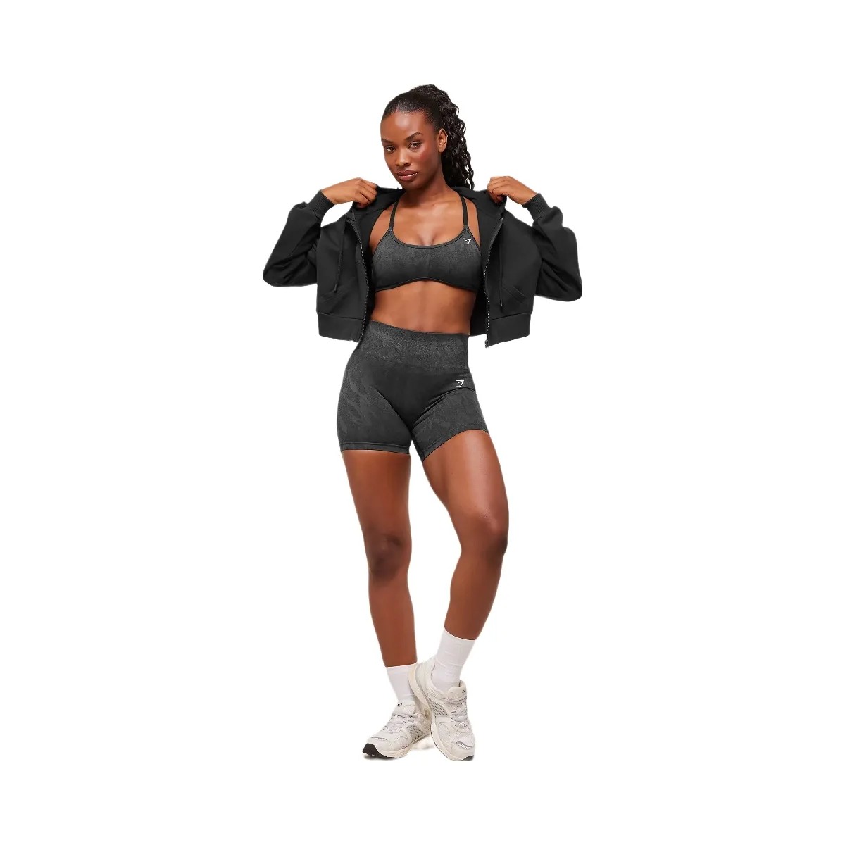 Gymshark Power Midi Zip Hoodie - Black - HypeFly India View 5