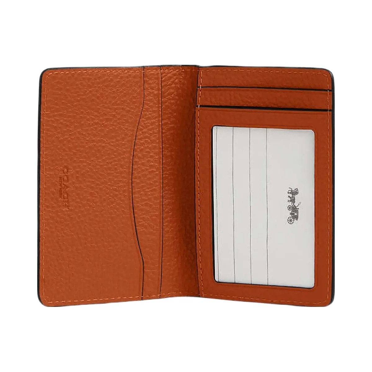Coach Id Card Wallet In Signature Leather Pebbled Leather-Toffee - HypeFly India View 1