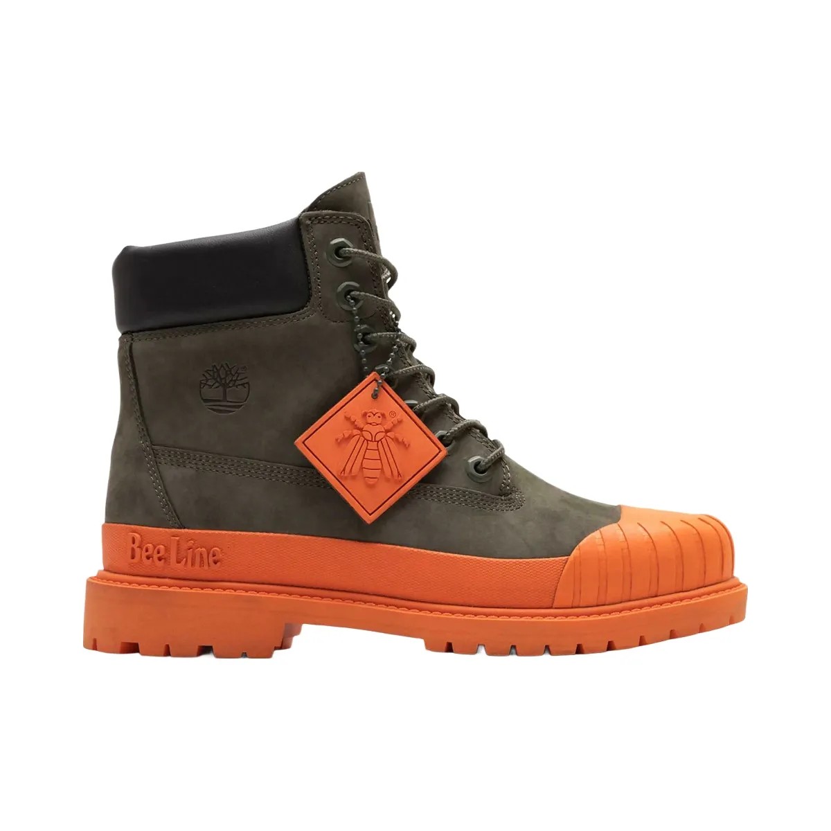 Timberland 6" Boot Premium Bee Line Rubber Toe Wp Dark Green Orange - HypeFly India View 1