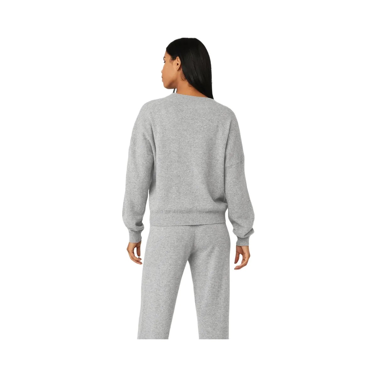 Alo Women's Cashmere Jet Set V-Neck Pullover - Dove Grey Heather - HypeFly India View 3