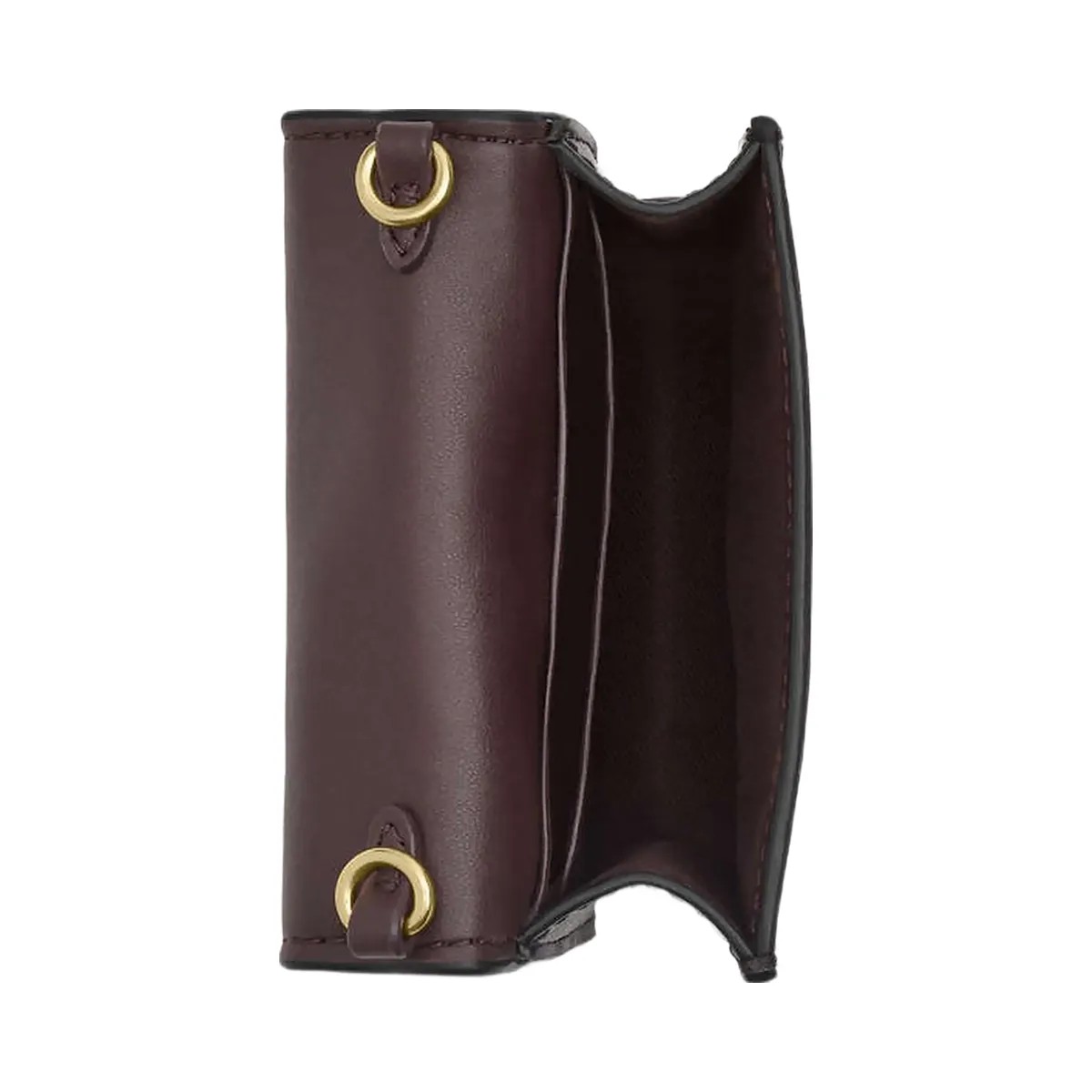 Coach Mini Wallet On A Chain In Signature Canvas Signature Canvas-Gold-Walnut-Black - HypeFly India View 2