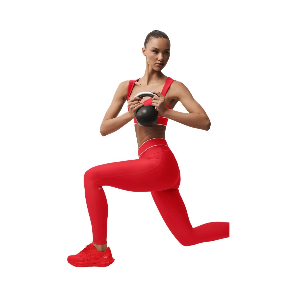 Alo Women's Airlift High-Waist Alignment Legging - Bright Red/White - HypeFly India View 3