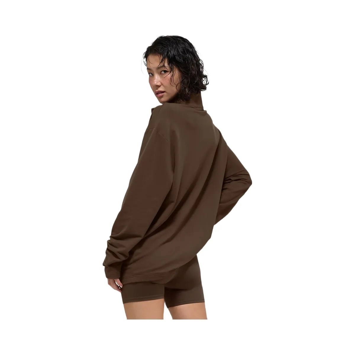 Alo Women's Double Take Long Sleeve 1/4 Zip - Espresso - HypeFly India View 3