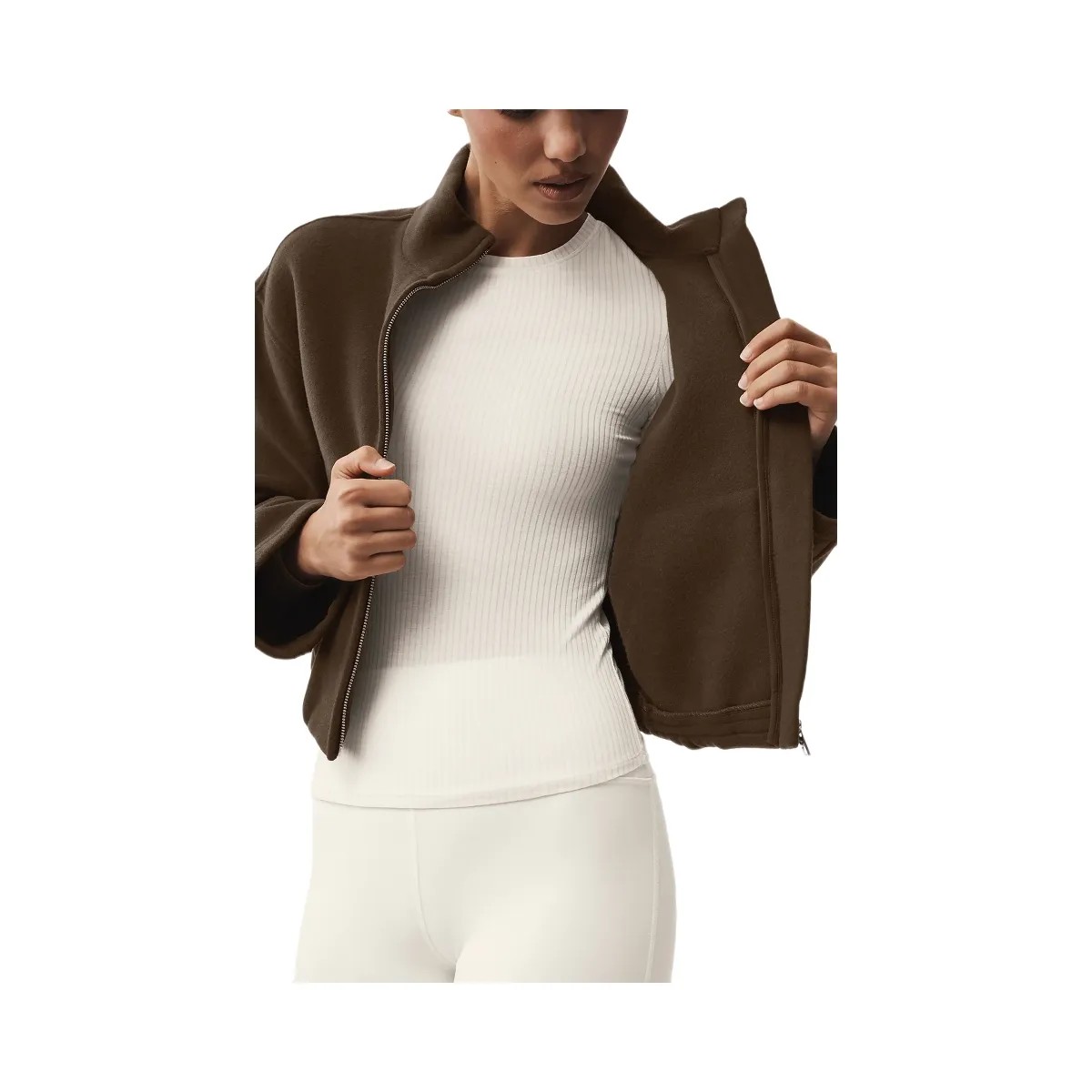 Alo Women's Double Face Wool City Girl Jacket - Espresso - HypeFly India View 4