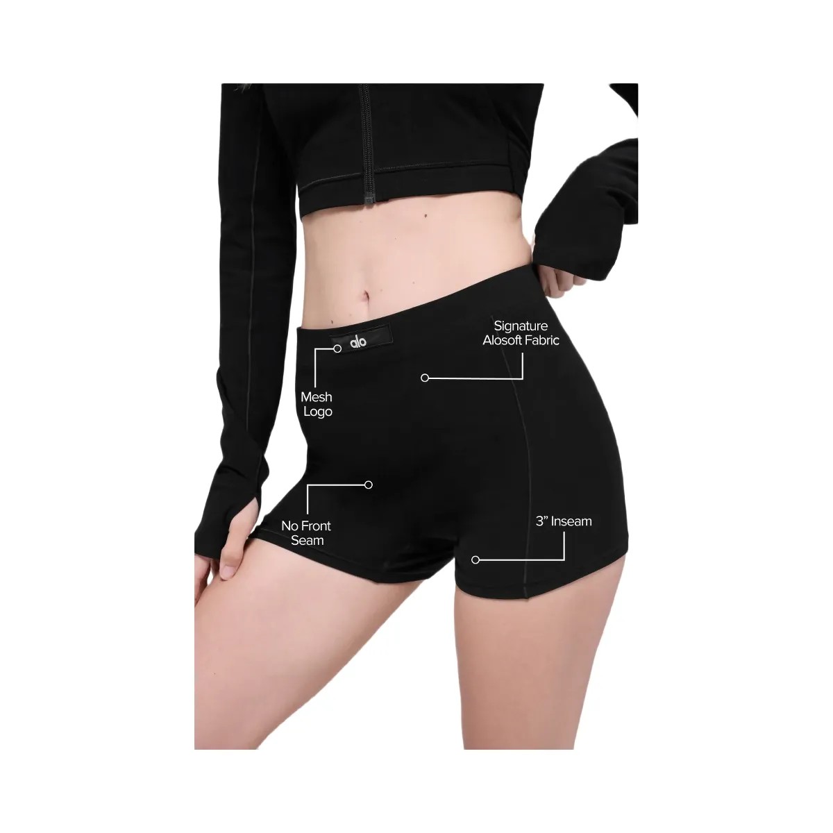 Alo Women's soft Sincere Micro Short - Black - HypeFly India View 2