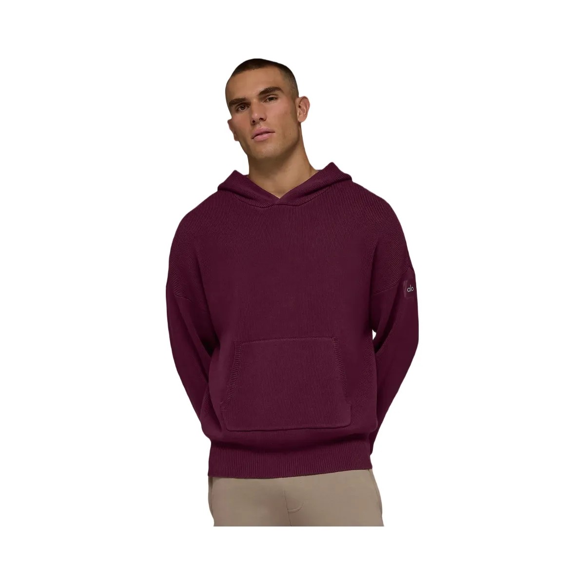 Alo Men's Scholar Hooded Sweater - Burgundy - HypeFly India View 1