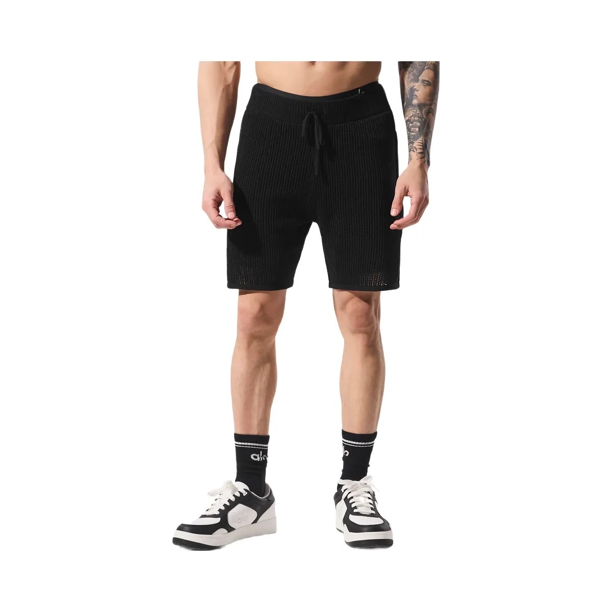 Alo Men's Open-Knit Short - Black - HypeFly India View 2