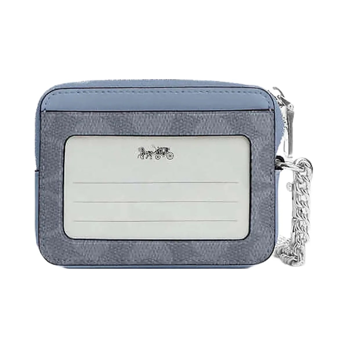 Coach Zip Card Case In Signature Canvas Signature Canvas-Silver-Chambray - HypeFly India View 1