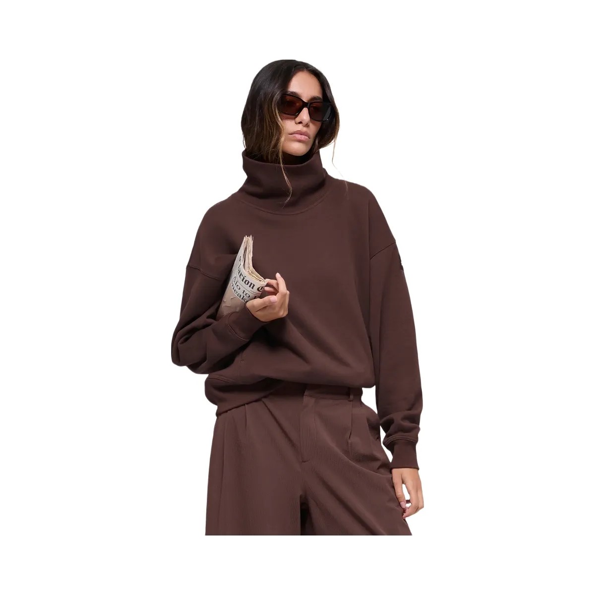 Alo Women's Hazy Mock Neck Pullover - Brownstone - HypeFly India View 2