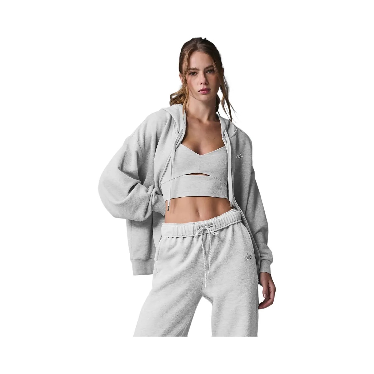Alo Women's Accolade Full Zip Hoodie - Athletic Heather Grey - HypeFly India View 1