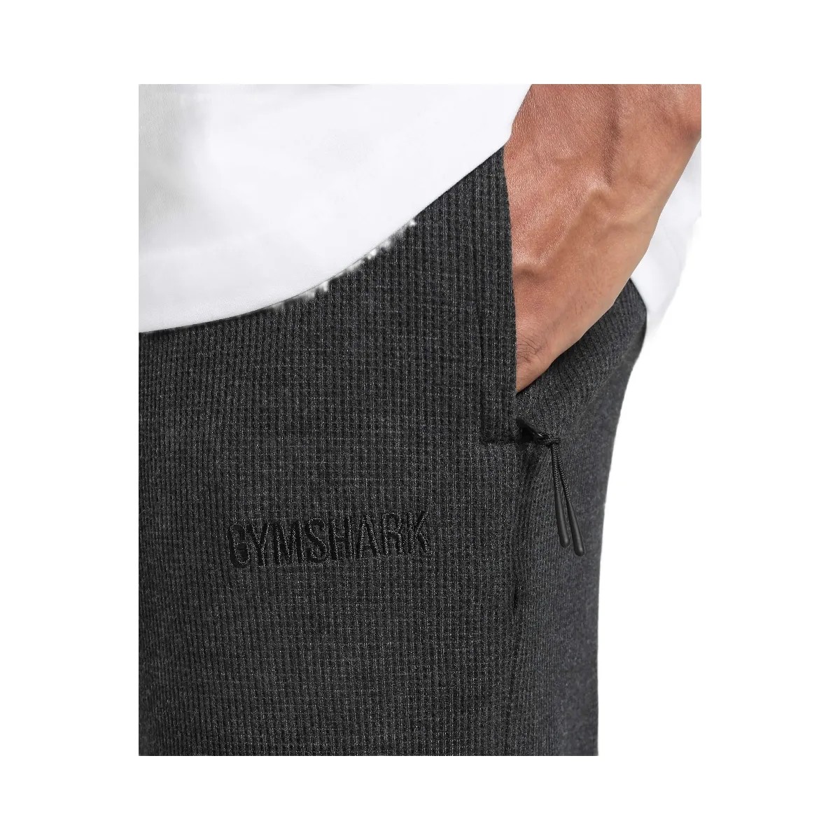 Gymshark Waffle Straight Leg Joggers - Black - HypeFly India View 4