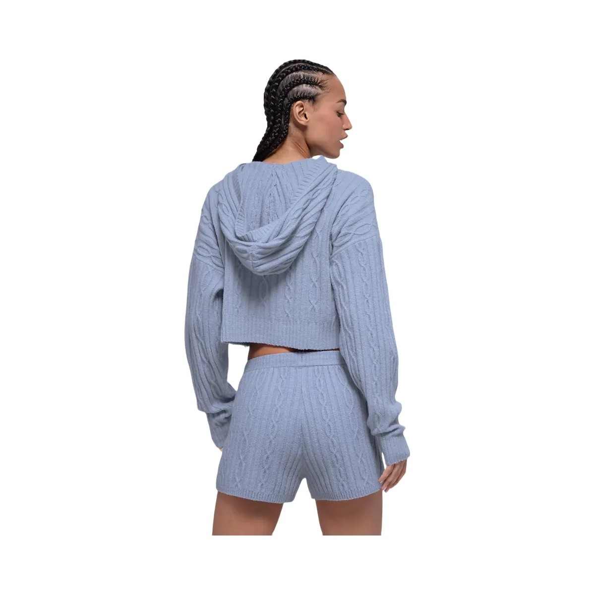 Alo Women's Cable Knit Winter Bliss Hoodie - Winter Frost - HypeFly India View 3