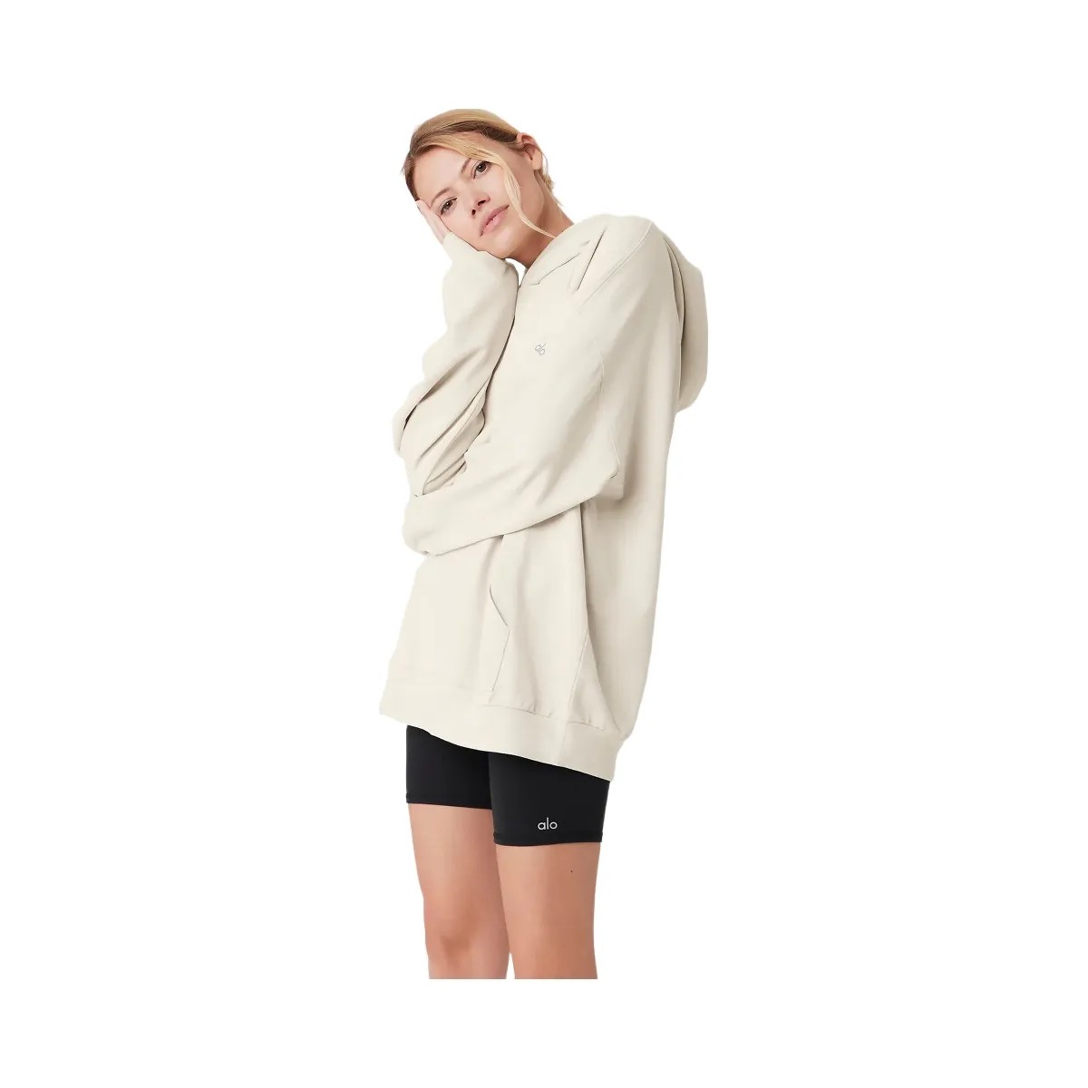 Alo Women's Double Take Hoodie - Bone - HypeFly India View 2