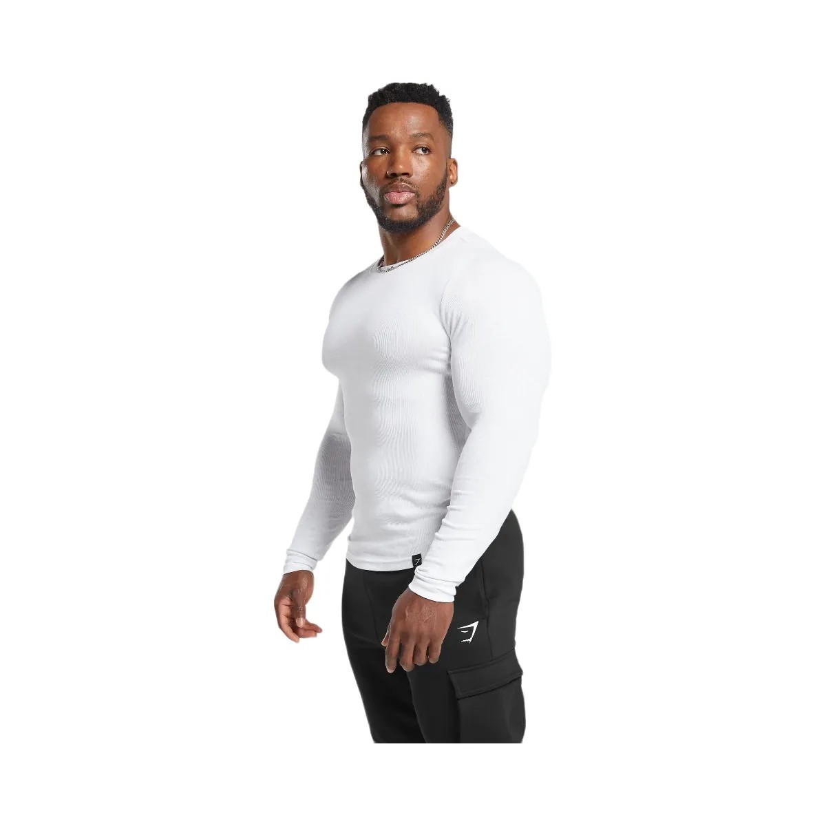 Gymshark Ribbed Long Sleeve T-Shirt - White - HypeFly India View 3