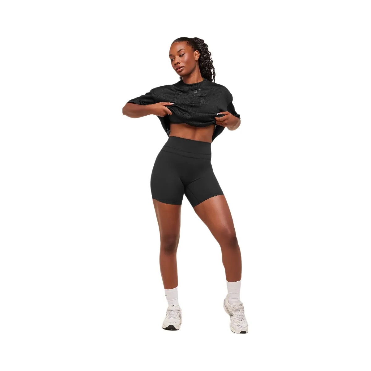 Gymshark Lifting Mesh Oversized Tee - Black - HypeFly India View 5