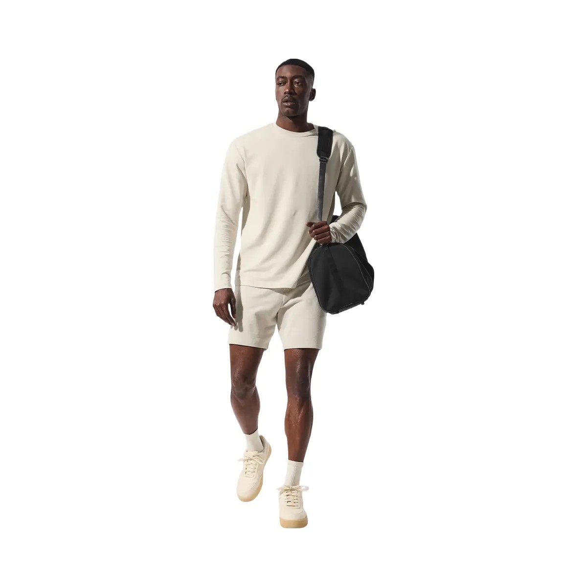 Alo Men's Double Take Long Sleeve Crew - Bone - HypeFly India View 4