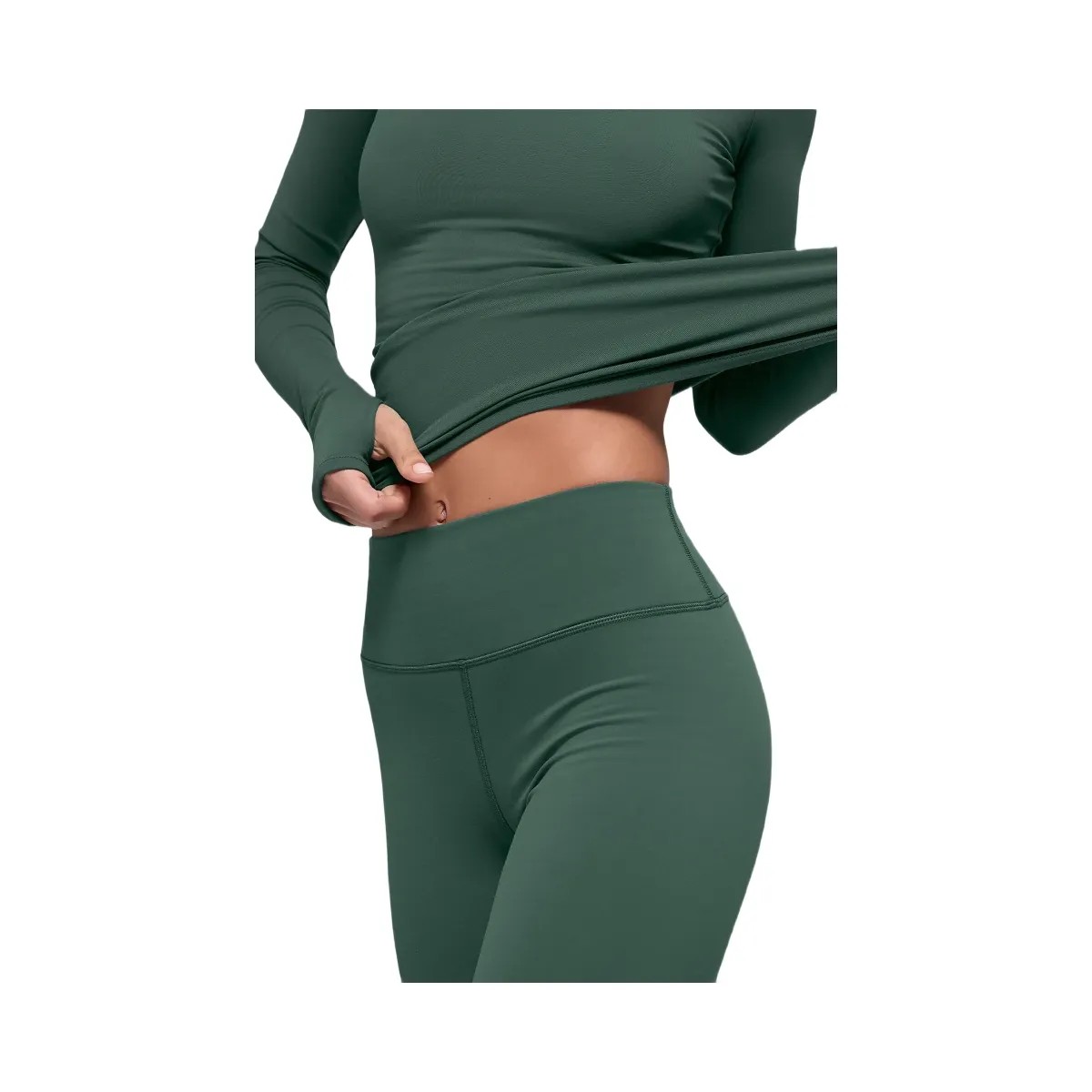 Alo Women's Airbrush Winter Warm High-Waist Nocturne Legging - Clover Green - HypeFly India View 2