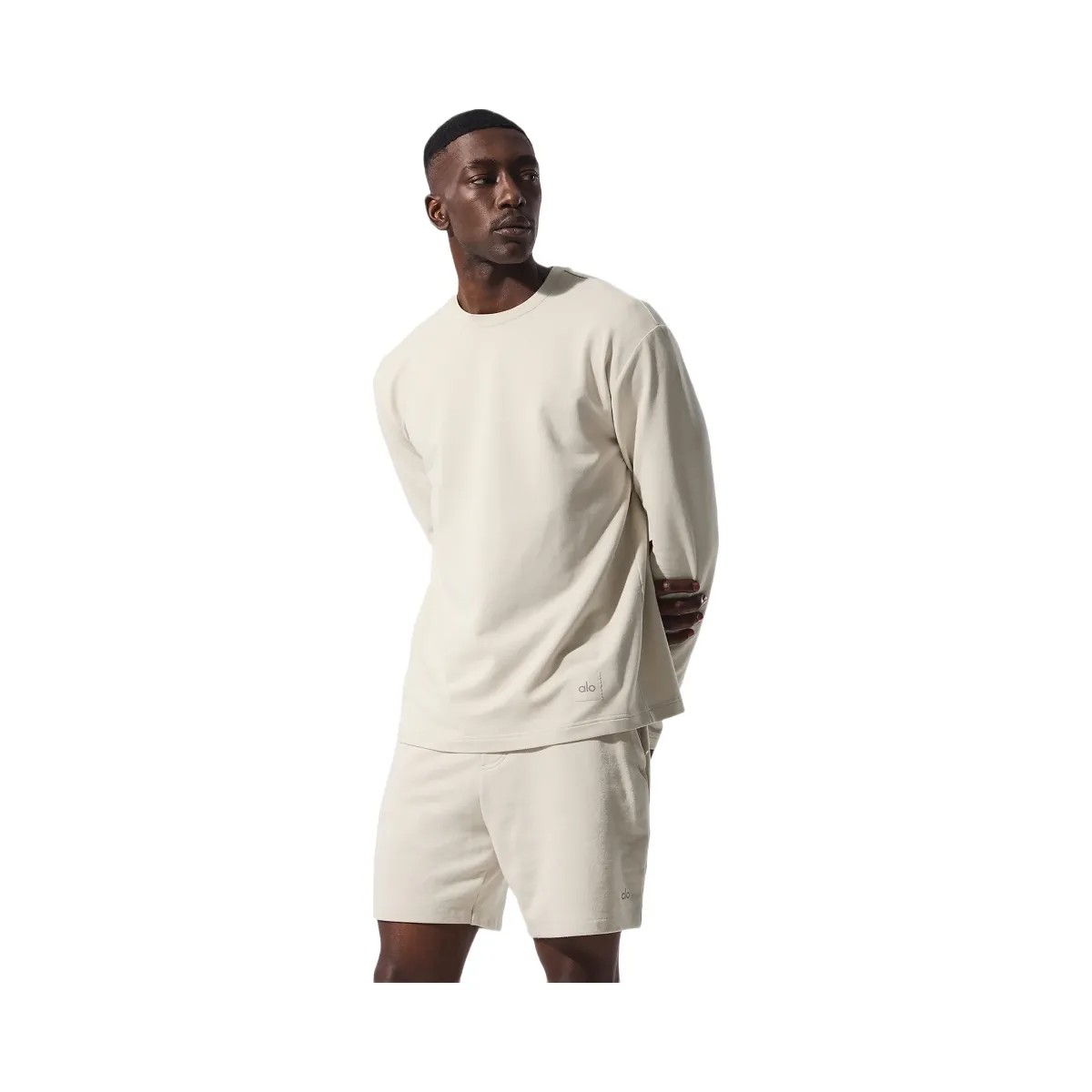 Alo Men's Double Take Long Sleeve Crew - Bone - HypeFly India View 1