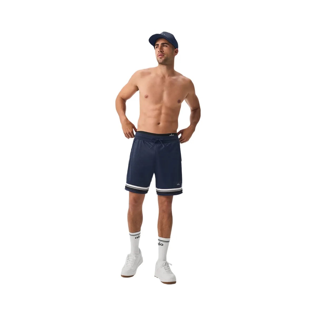 Alo Men's 7" Key Mesh Basketball Short - Navy - HypeFly India View 1