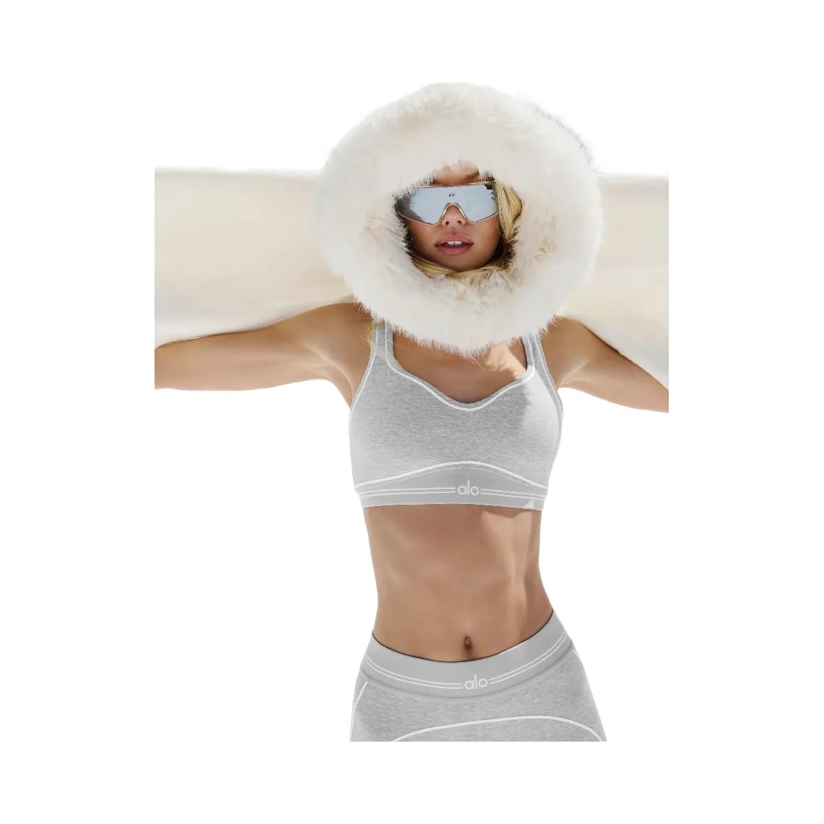 Alo Women's soft Heart Throb Bra - Athletic Heather Grey/White - HypeFly India View 5