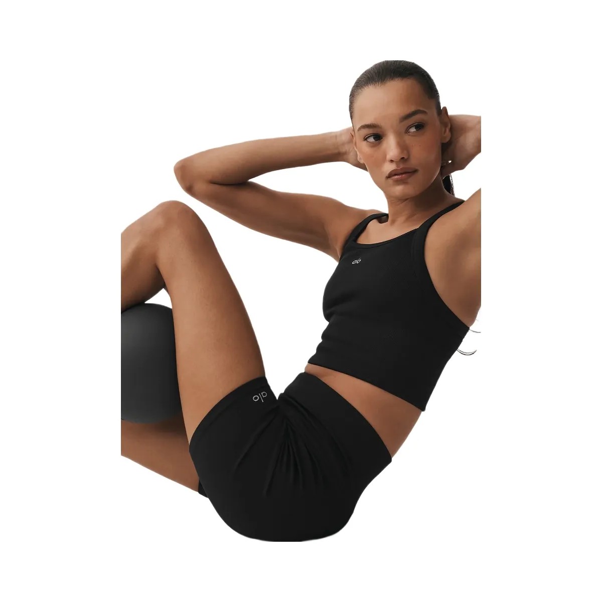 Alo Women's 5" Seamless Ribbed Favorite Short - Black - HypeFly India View 3