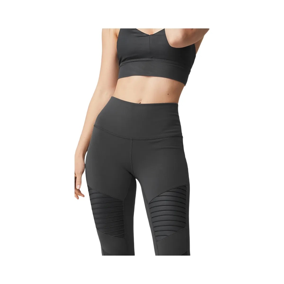 Alo Women's High-Waist Moto Legging - Anthracite/Anthracite Glossy - HypeFly India View 2