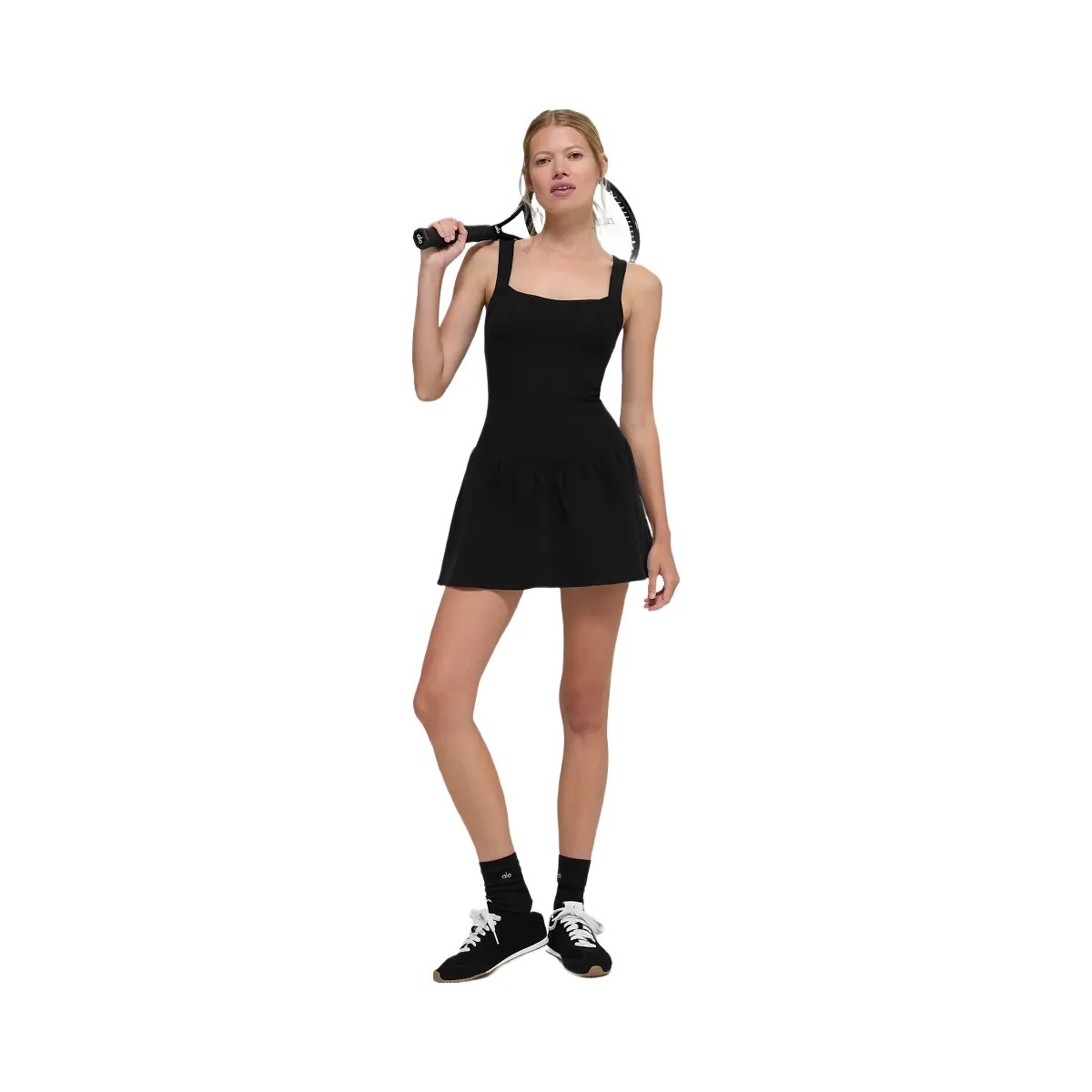Alo Women's Alosoft Break Point Tennis Dress - Black - HypeFly India View 4