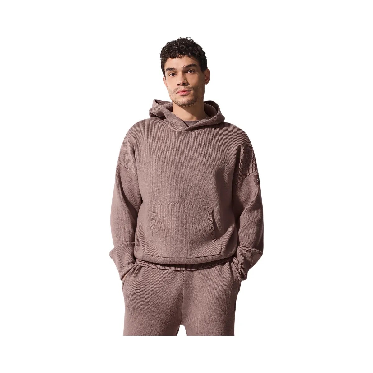 Alo Men's Scholar Hooded Sweater - Mushroom Heather - HypeFly India View 1