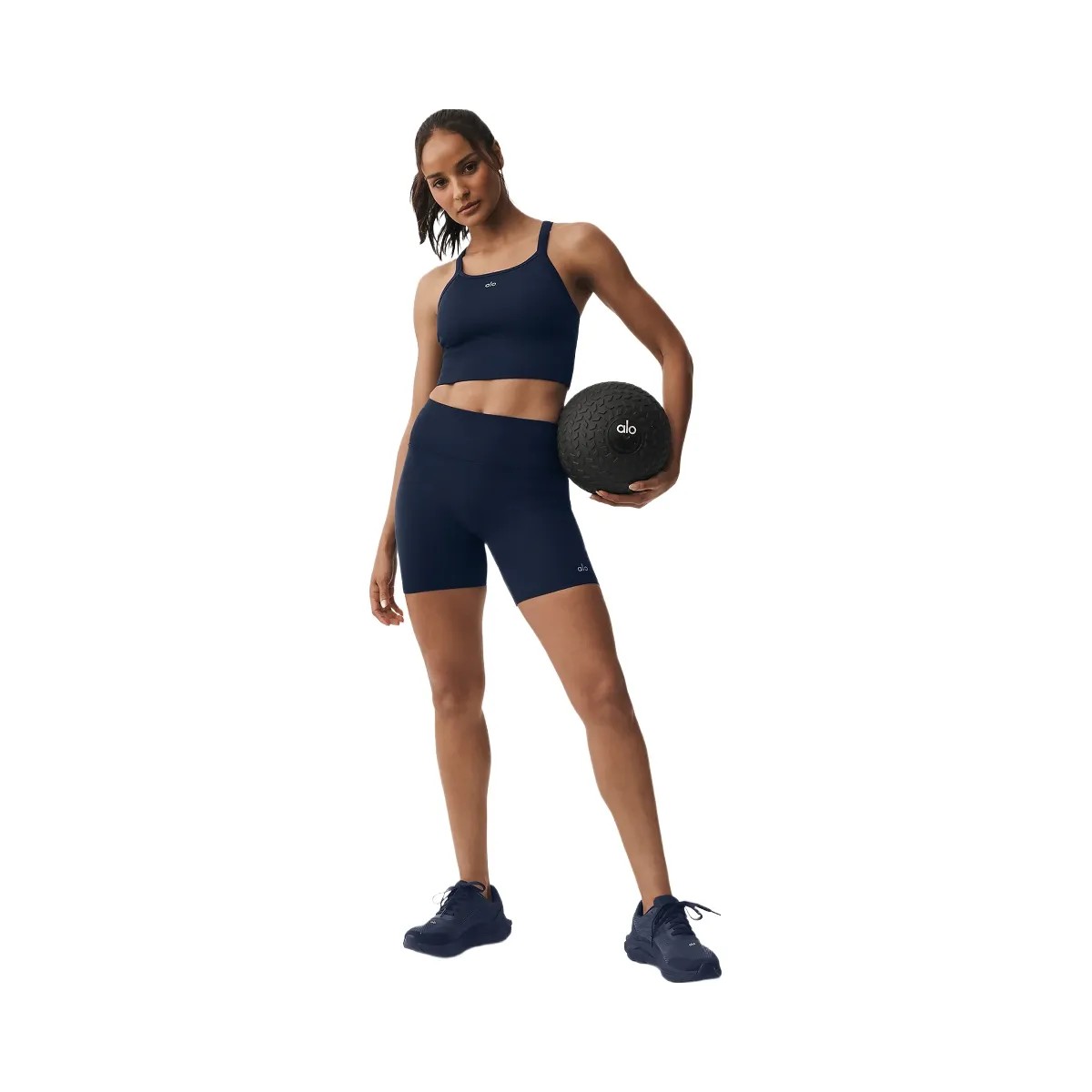 Alo Women's 5" Seamless Ribbed Favorite Short - Navy - HypeFly India View 4