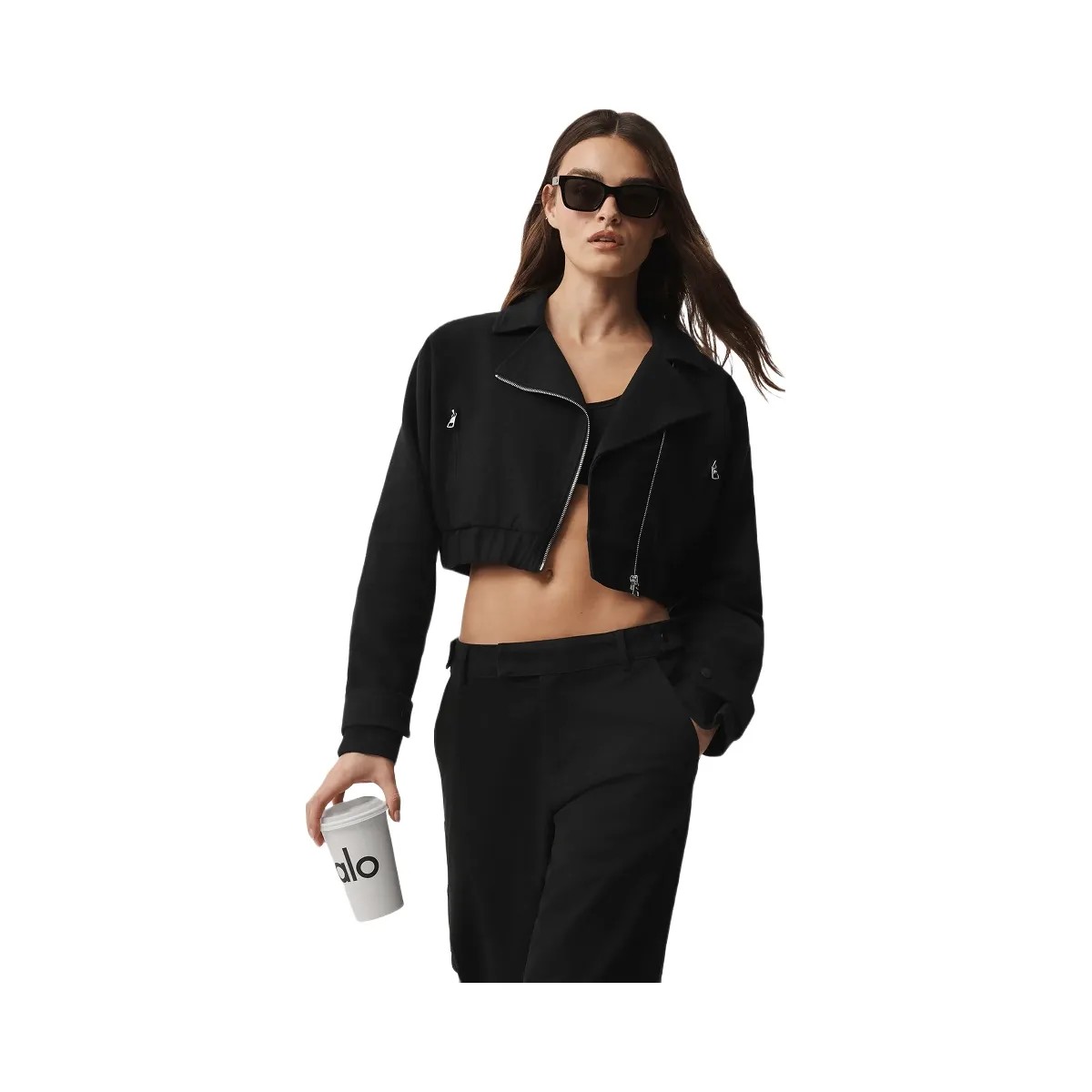 Alo Women's Cropped Cosmopolitan Jacket - Black - HypeFly India View 1