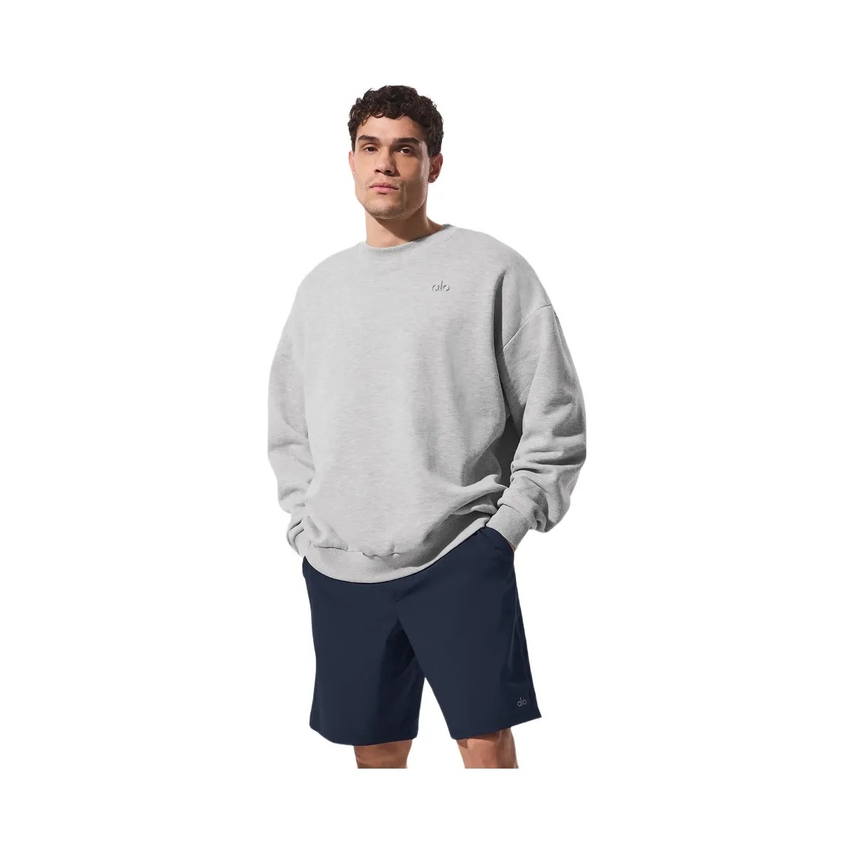 Alo Accolade Crew Neck Pullover - Athletic Heather Grey - HypeFly India View 1