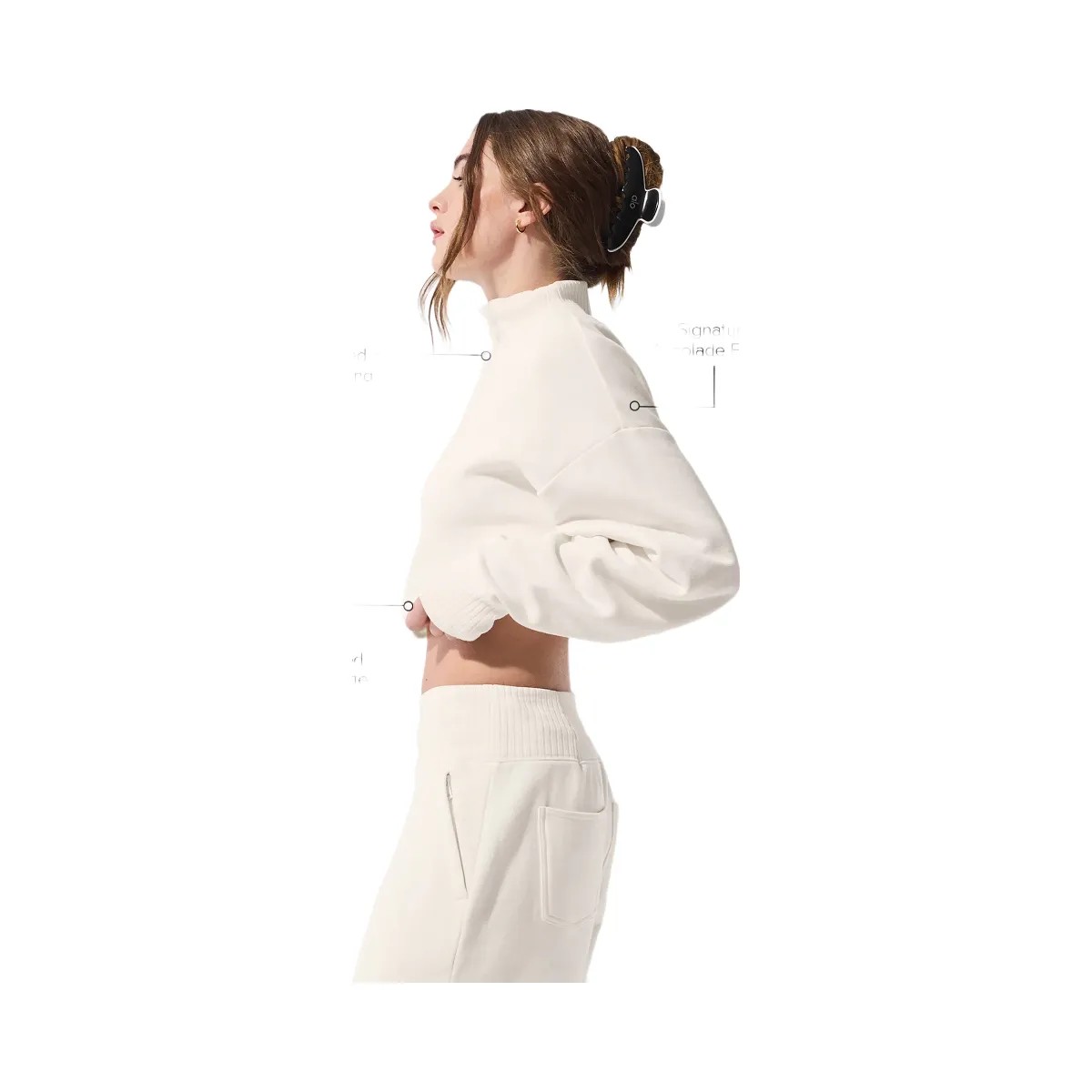 Alo Women's Cropped Serenity Coverup - Ivory - HypeFly India View 3