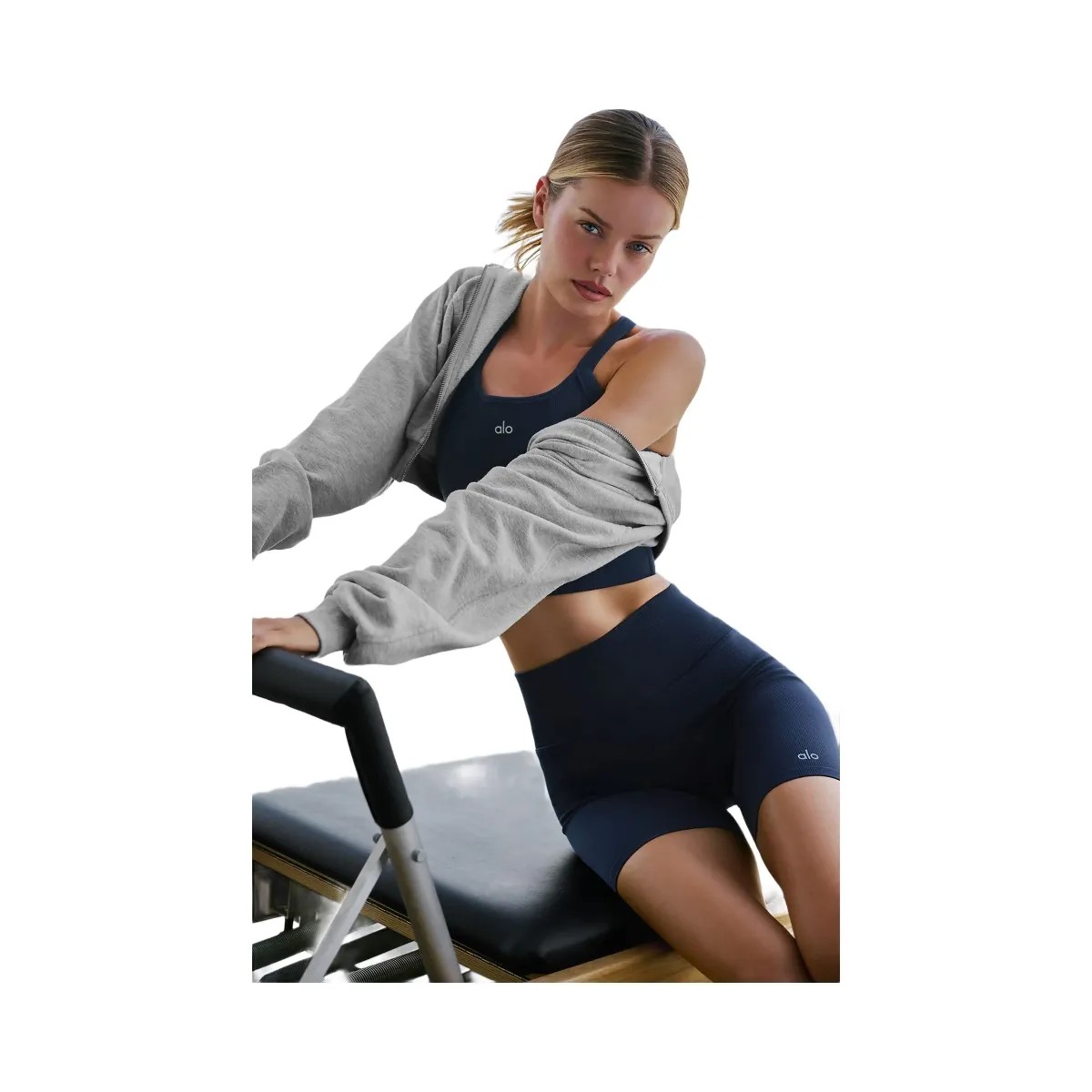 Alo Women's 5" Seamless Ribbed Favorite Short - Navy - HypeFly India View 6