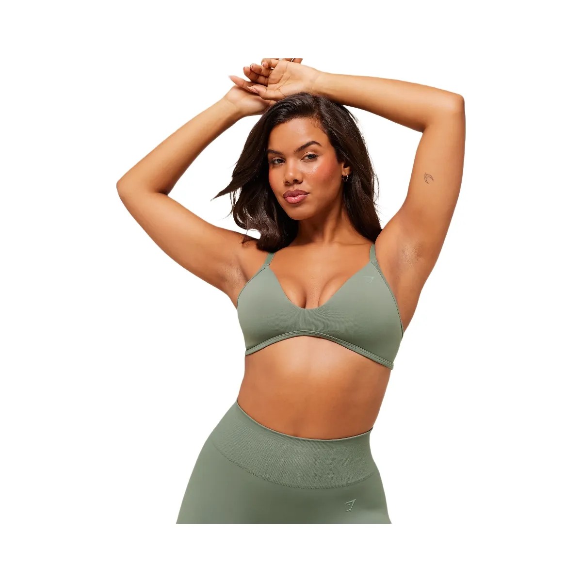 Gymshark Soft Sculpt V-neck Sports Bra - Unit Green - HypeFly India View 6