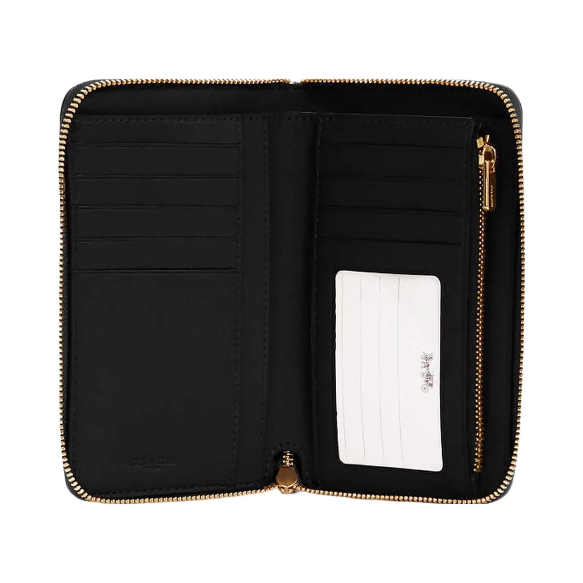 Coach Medium Id Zip Wallet Pebbled Leather-Gold-Black - HypeFly India View 1