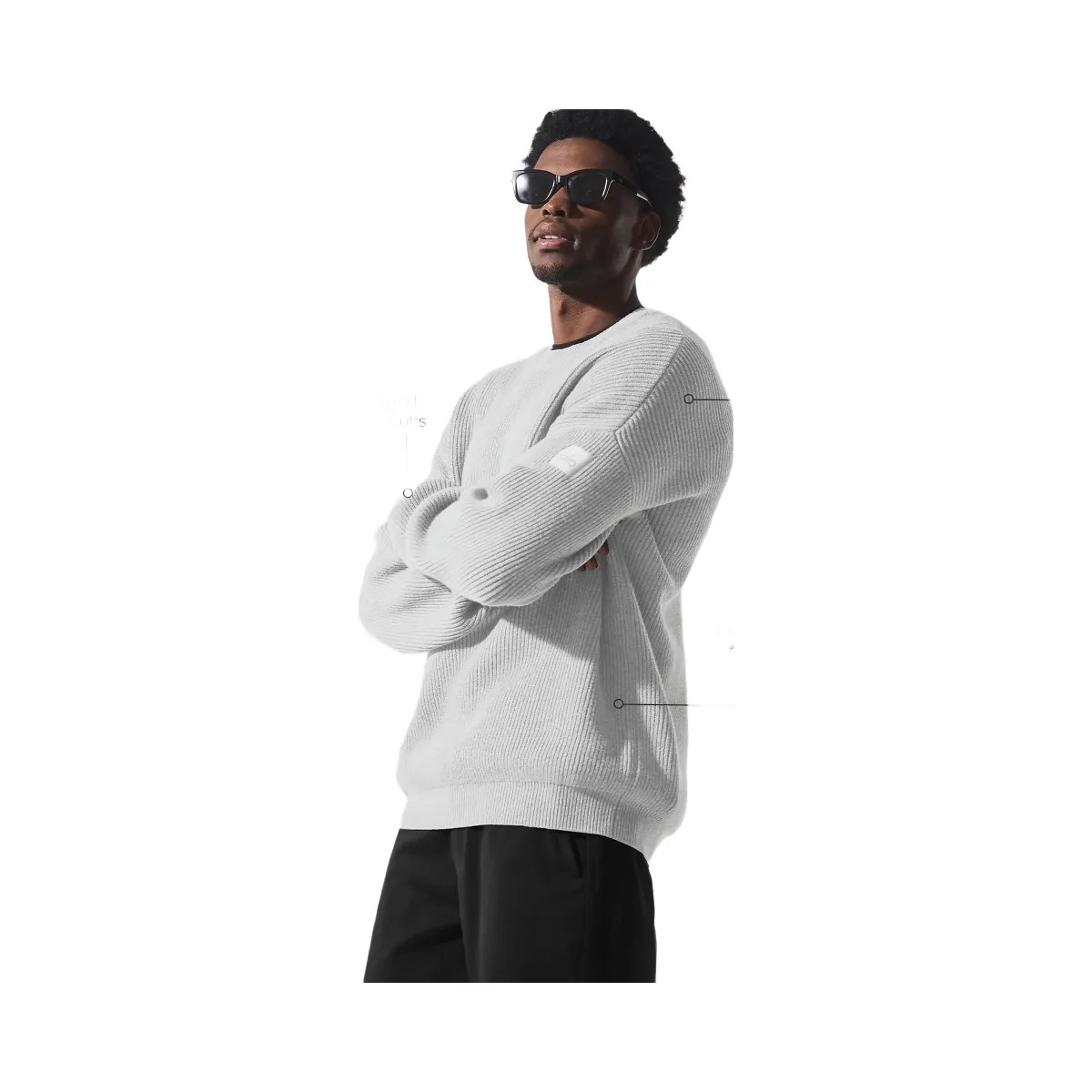 Alo Men's Domain Rib Knit Crew Sweater - Athletic Heather Grey - HypeFly India View 2