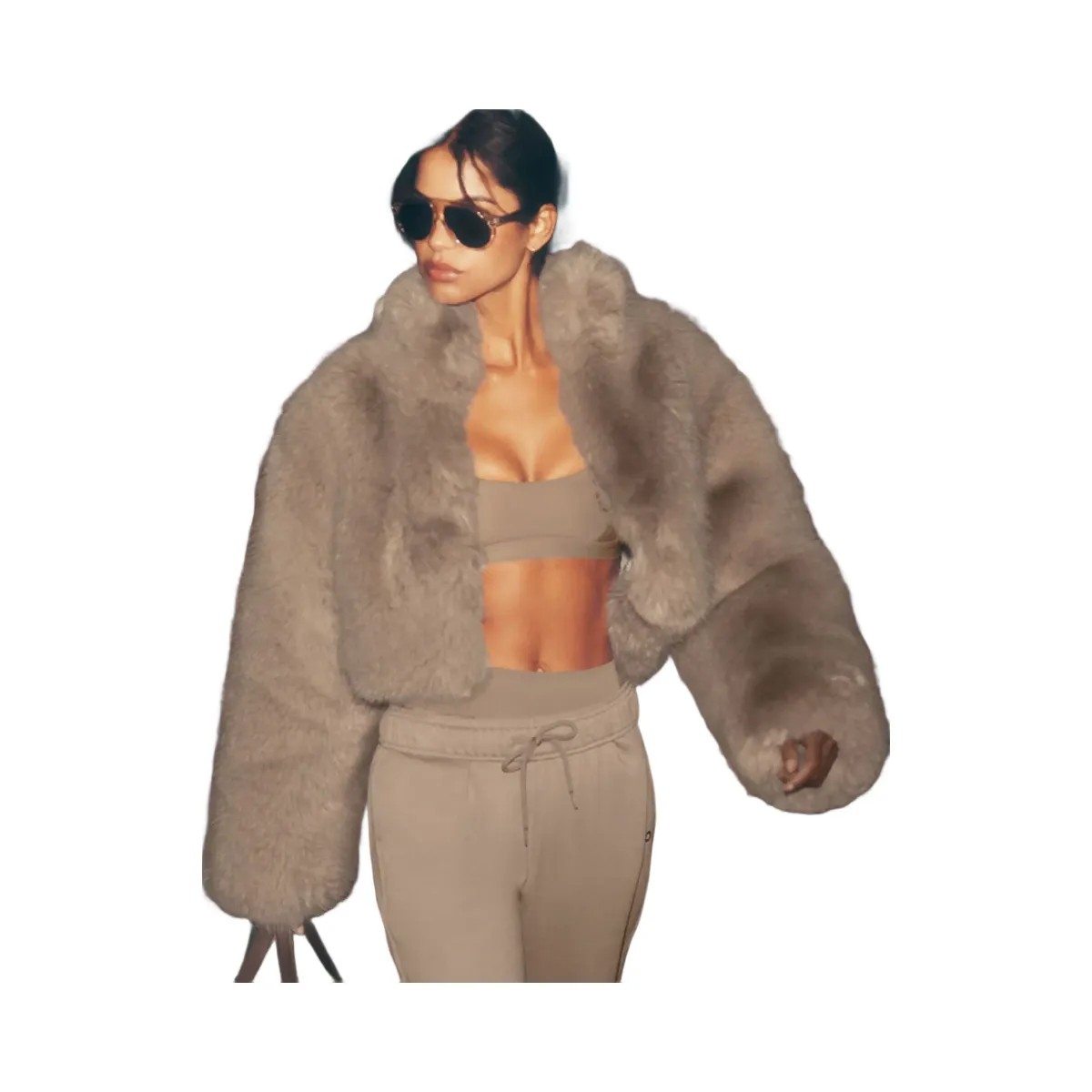 Alo Women's Faux Fur Allure Jacket - Oat - HypeFly India View 6