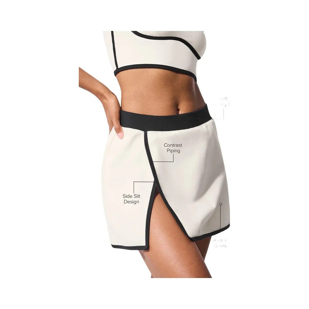 Alo Women's Airbrush Streamlined Skirt - Ivory/Black - HypeFly India View 1