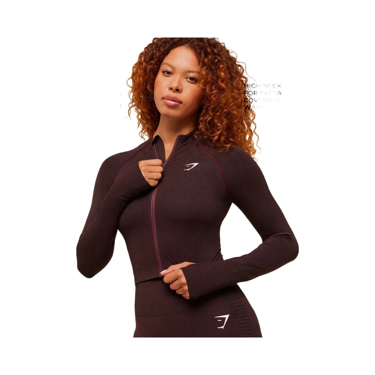 Gymshark Vital Midi Zip Up Jacket - Rich Maroon/Marl - HypeFly India View 2