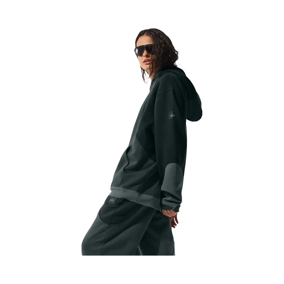 Alo Women's Make Waves Hoodie - Charcoal Green Tonal - HypeFly India View 2